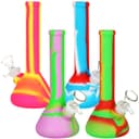 4CT BUNDLE - Silicone Beaker Water Pipe - 7.5" / 14mm F / Assorted Colors