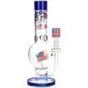 Pulsar American Flag Celebration Bubble Base Glass Water Pipe - 13" / 14mm F