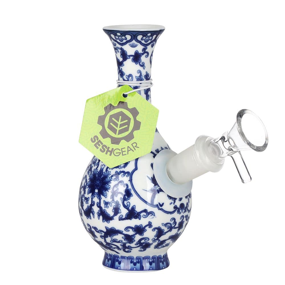 SeshGear Chinese Vase Ceramic Water Pipe - 5.75" / 14mm F / Bubble Base