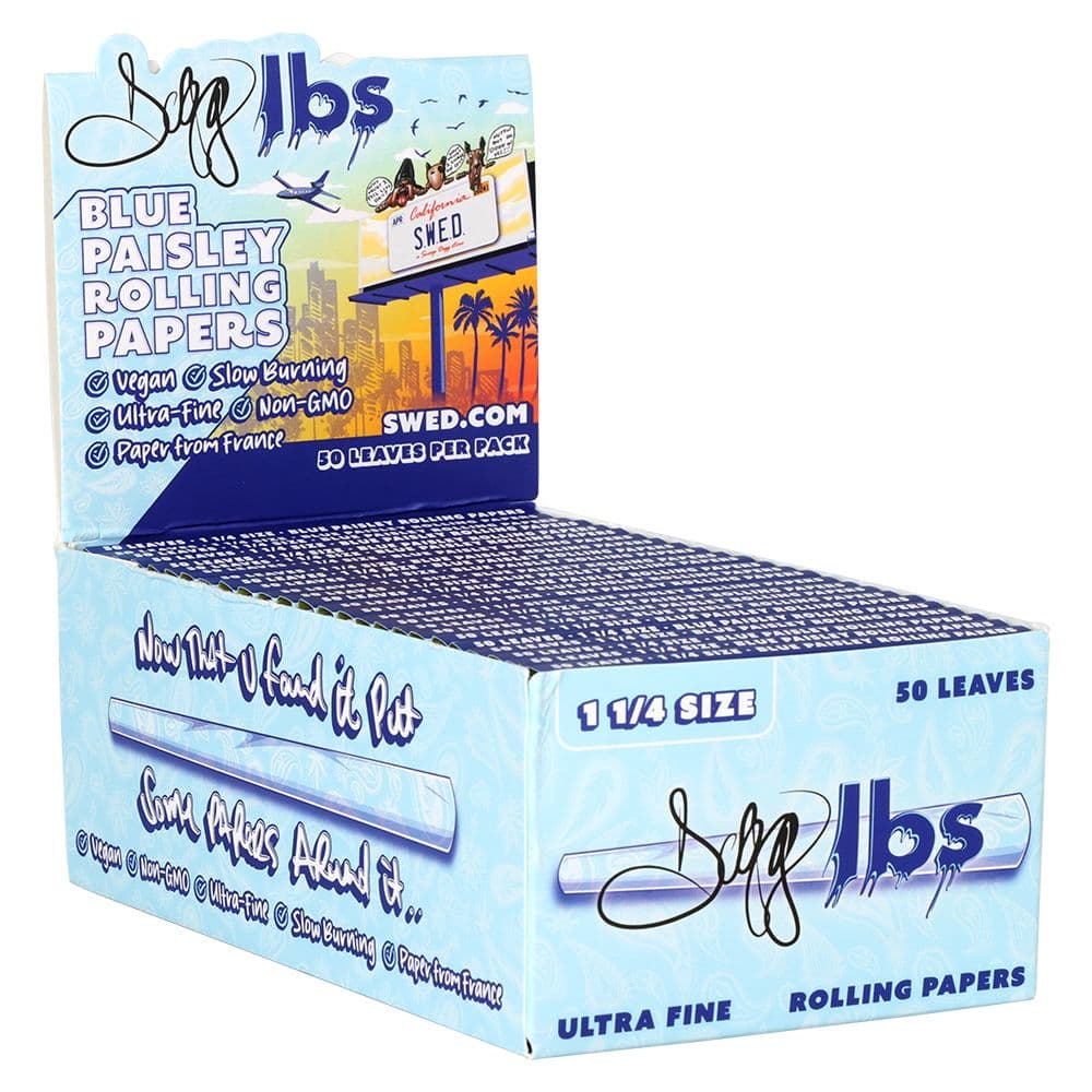 50CT DISPLAY - Dogg Lbs Blue Paisley Rolling Papers - 1 1/4" / 50pc