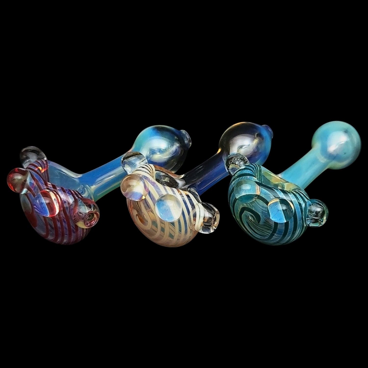 LA Pipes "Spiral Marble Head" Glass Spoon Pipe