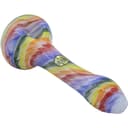 Rainbow Tie-Dye Glass Spoon Pipe on White
