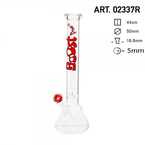 Boost | 17" Red Beaker Base Glass Water Pipe